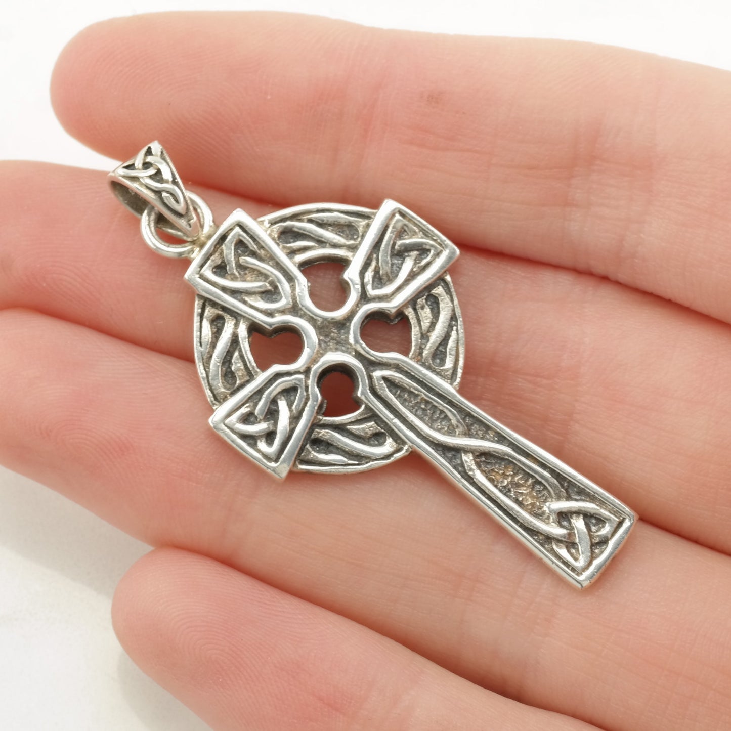 Vintage Celtic Cross Ornate Sterling Silver Pendant