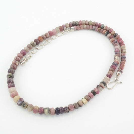 Vintage DTR Sterling Silver Opaque Corundum, Ruby Faceted Bead Necklace