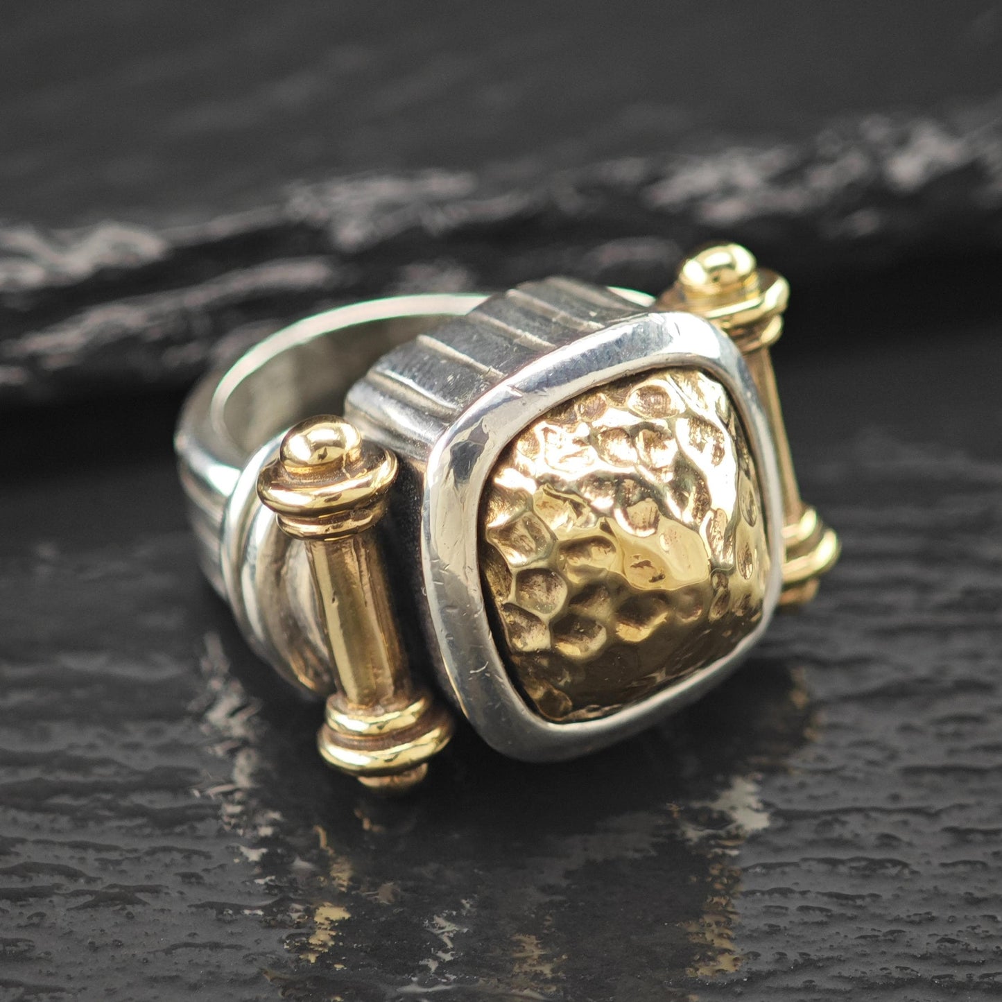 Dian Malouf Dome 14K Gold Accent Ring Sterling Silver