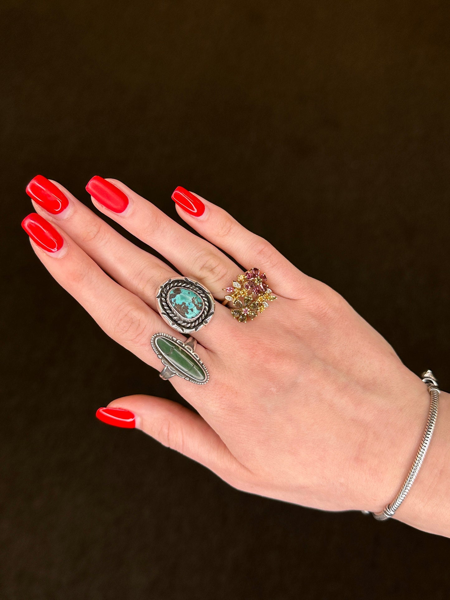 Vintage Native American Silver Ring Turquoise Sterling Size 8 1/4