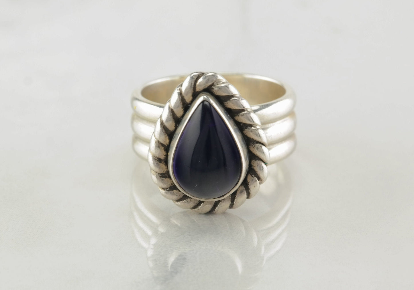 Vintage Nicky Butler Sterling Silver Ring Size 7 Purple Tear Drop Amethyst