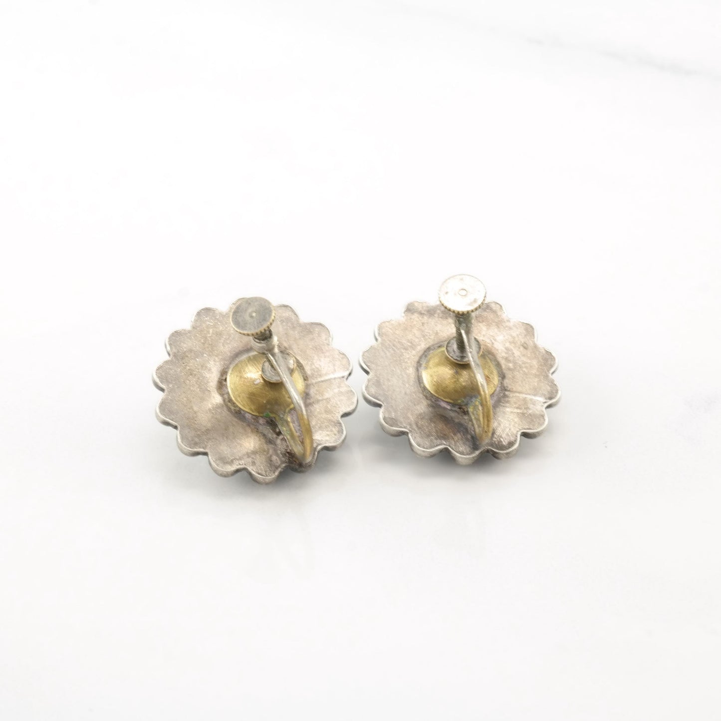 Choice of Vintage Native American Blue Turquoise Antique, Sterling Silver Screw Back Earrings