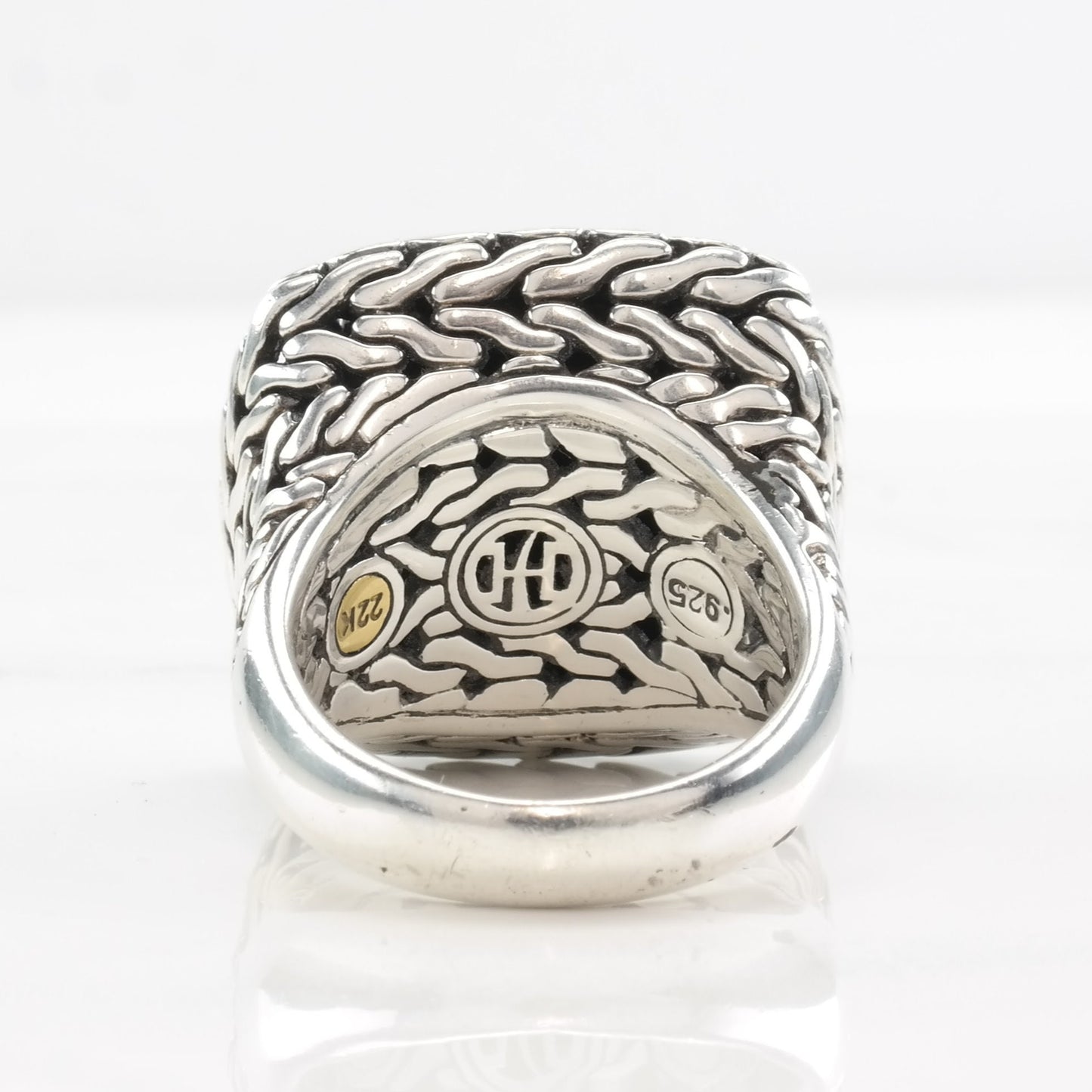 Vintage John Hardy Silver Ring 22K Gold Accent, Palu Square Sterling Size 8 3/4