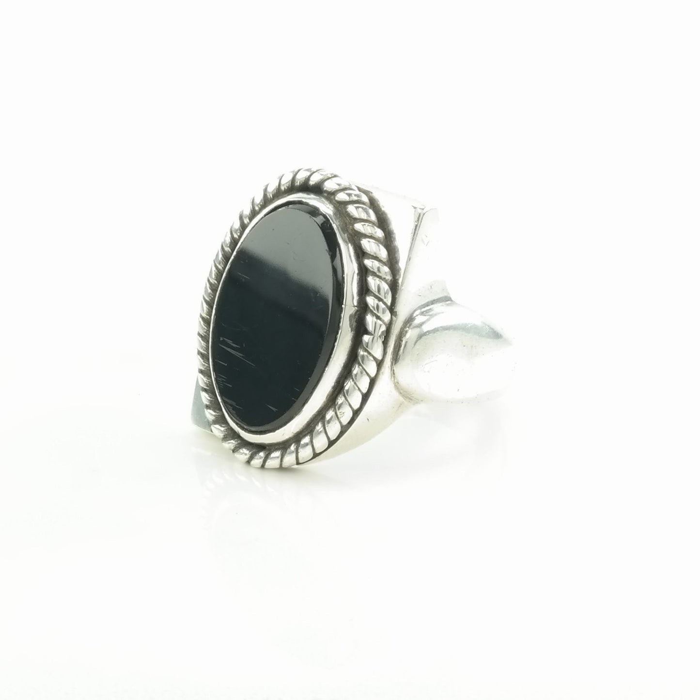 Vintage Andreas Beckmann Silver Ring Onyx Large Sterling Black Size 10