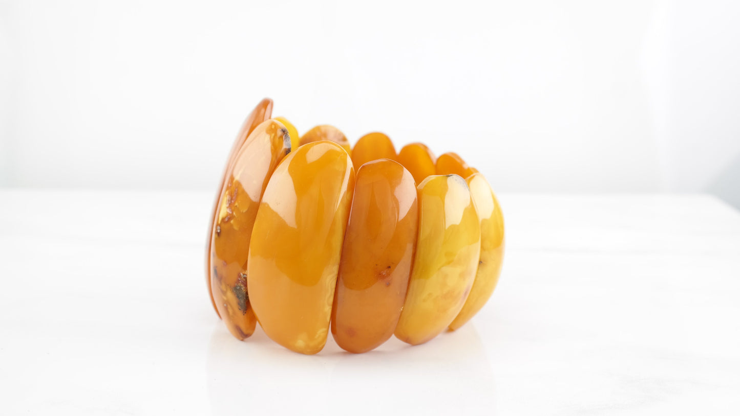 Amber Stone Graduated Stretch Bracelet 8"