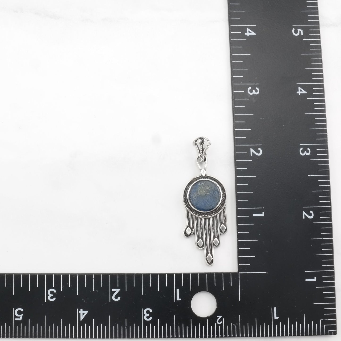 Vintage Sea Glass Hamsa Sterling Silver Pendant