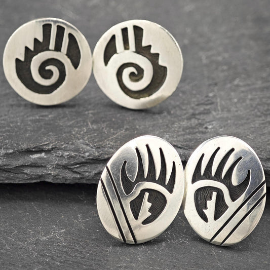 Choice of Native American, Overlay Stud Earrings Sterling Silver