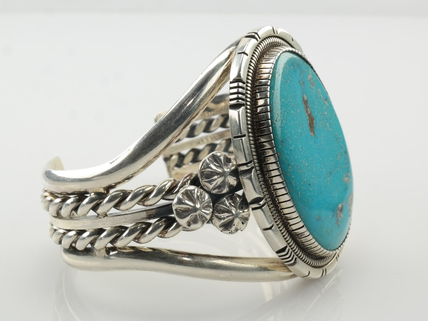 Navajo Billie Wydell Sterling Silver Cuff Bracelet Turquoise