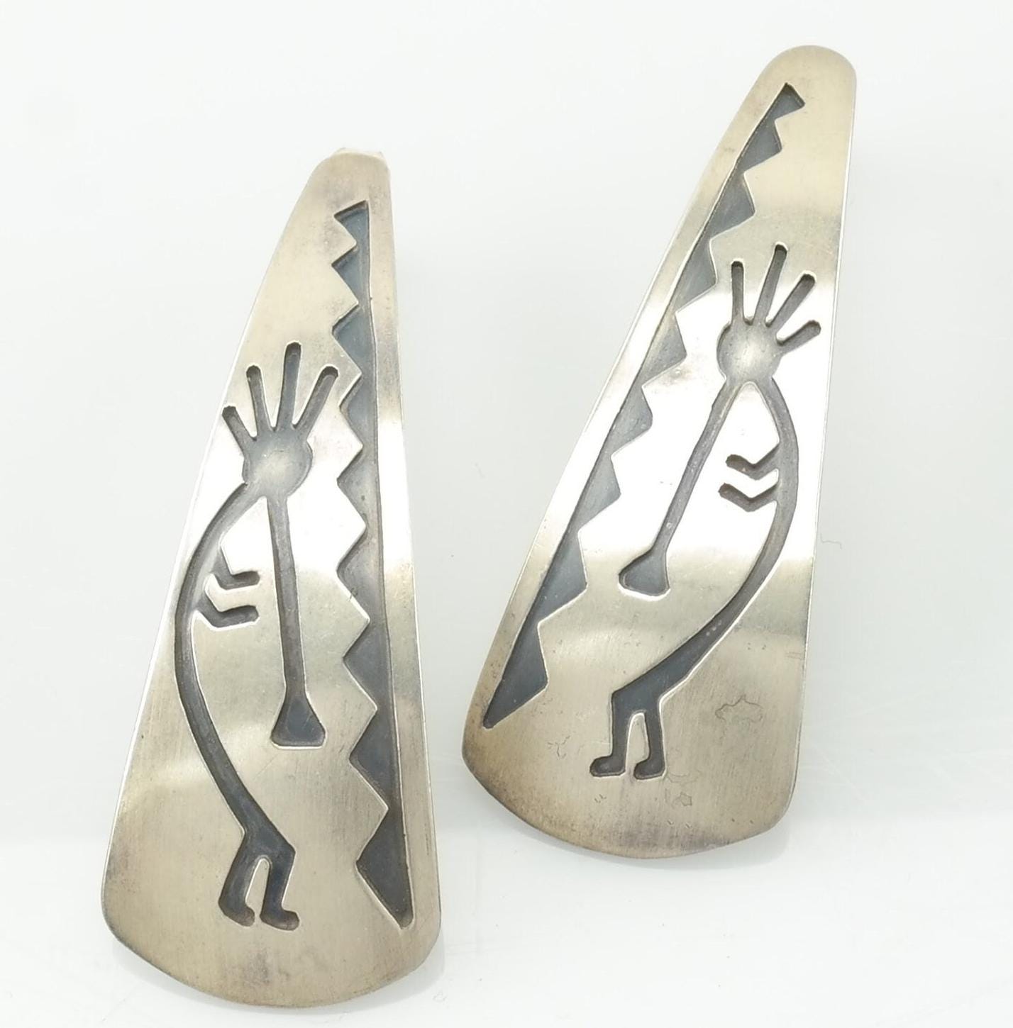 Southwest Sterling Silver Raindancer Overlay Stud Earrings