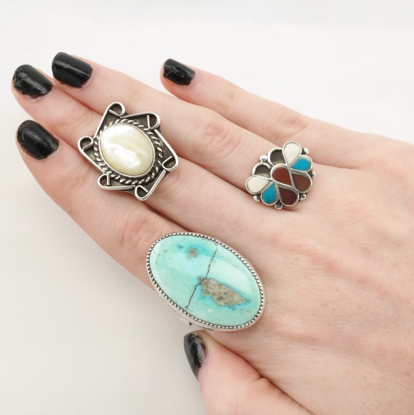 Vintage Southwest Silver Ring Inlay Butterfly Sterling Size 5 3/4