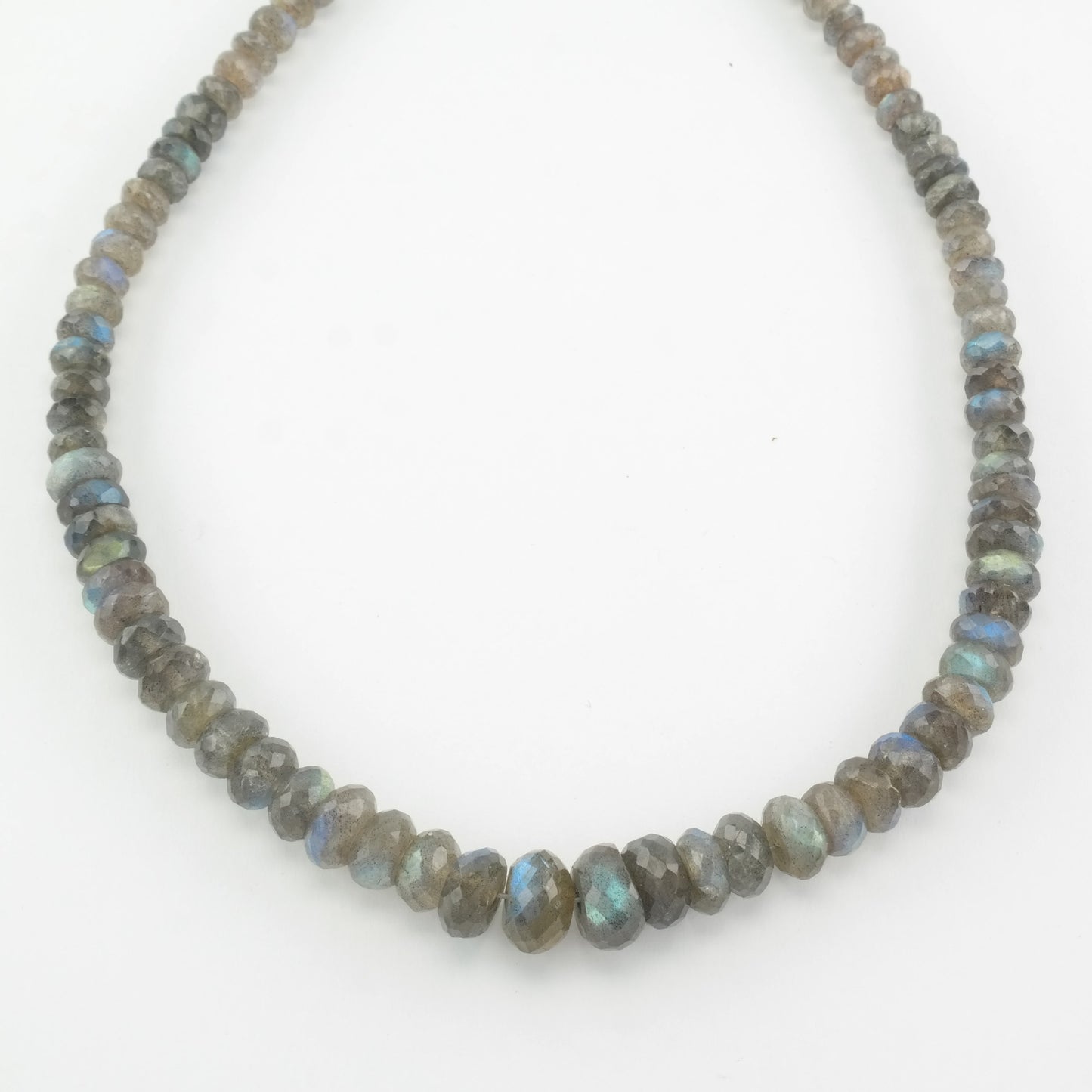 Vintage DTR Sterling Silver Iridescent Labradorite Faceted Necklace