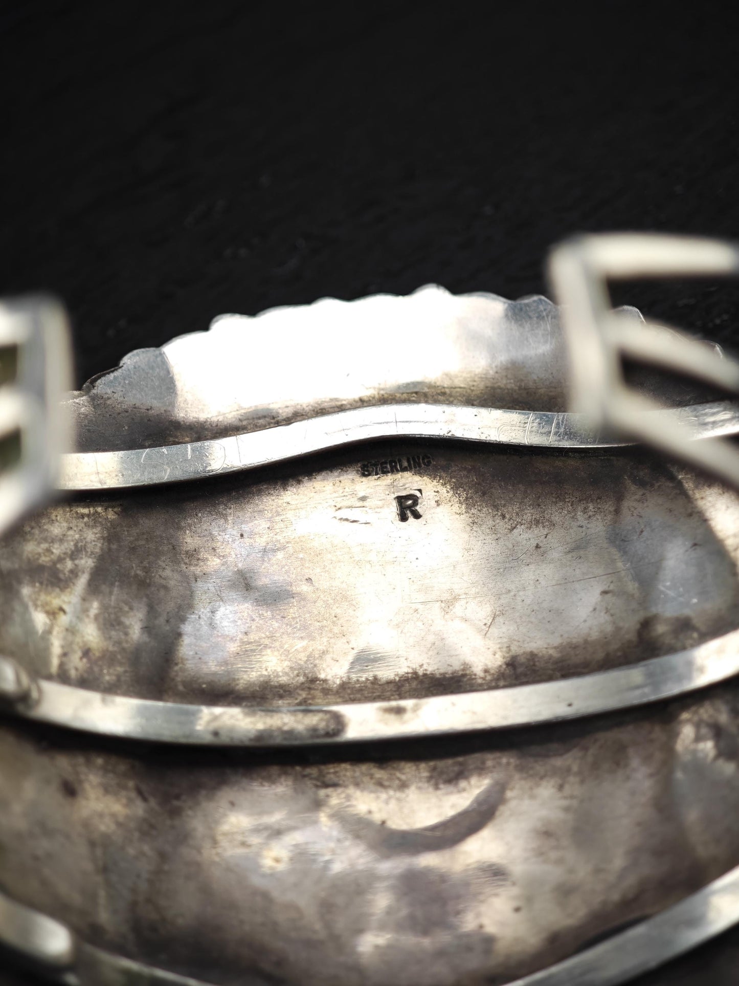 1950's Native American Large Cuff Bracelet Sterling Silver