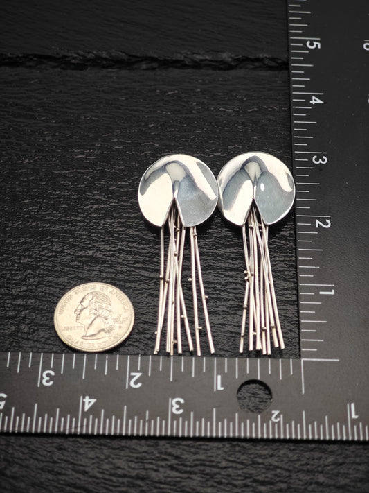 Vintage Clip on Earrings Modernist, Abstract Dangles Sterling Silver