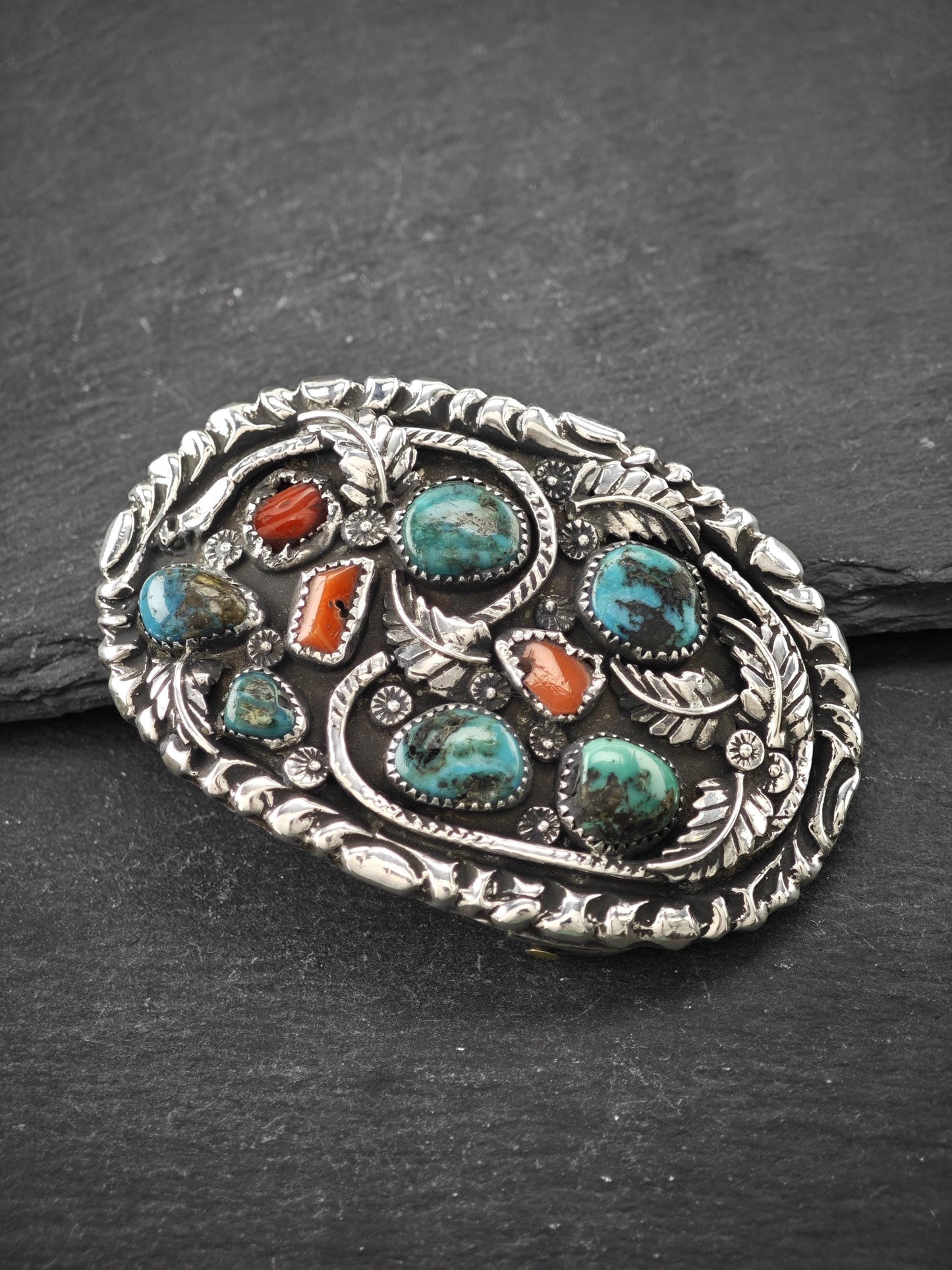 Attr Dan Simplicio Zuni, Native American Belt Buckle Sterling Silver