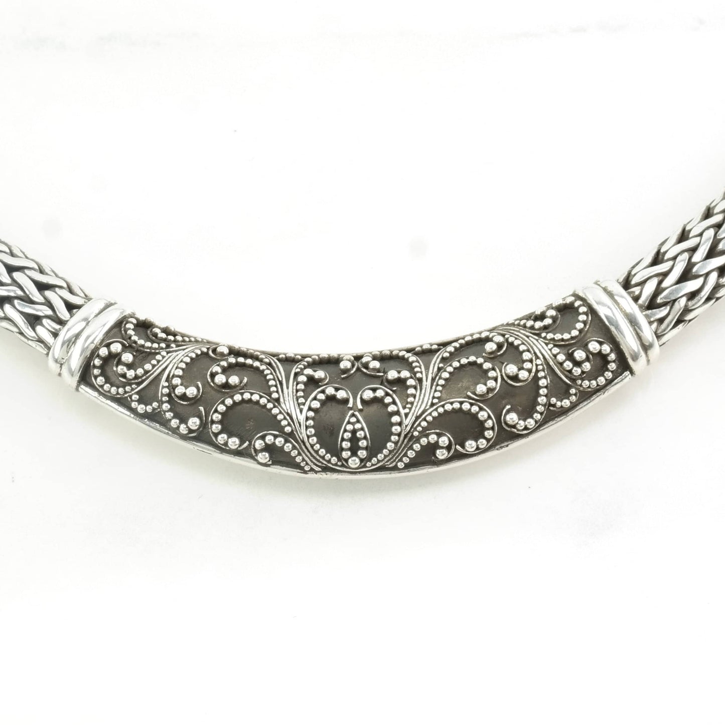 Vintage Lois Hill Sterling Silver Chain Filigree Necklace