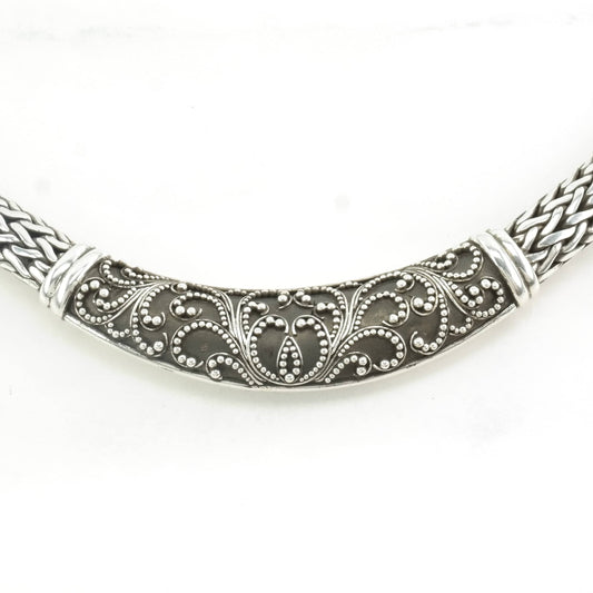 Vintage Lois Hill Sterling Silver Chain Filigree Necklace