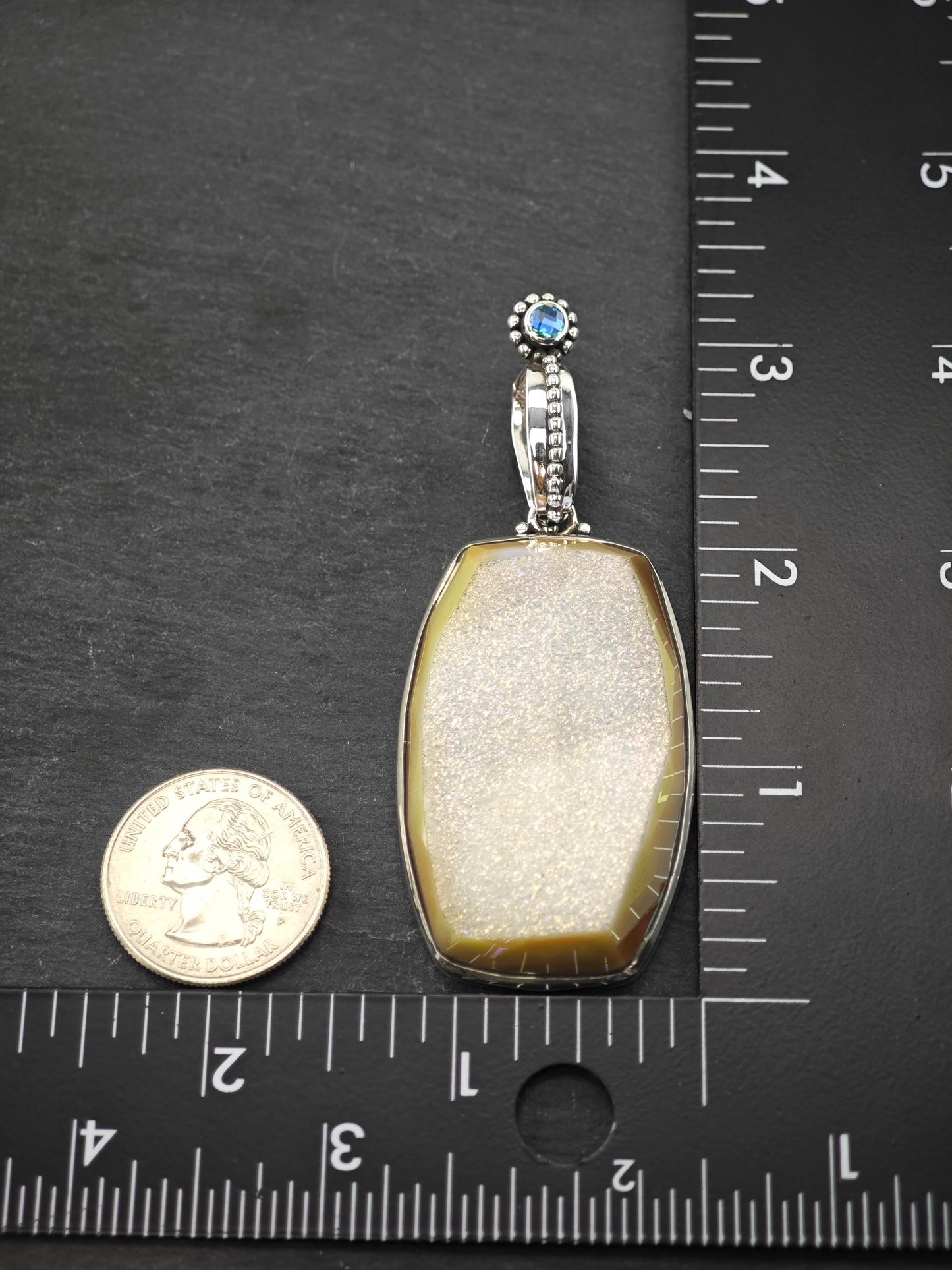 3" Colleen Lopez Quartz Druzy Sterling Silver Pendant