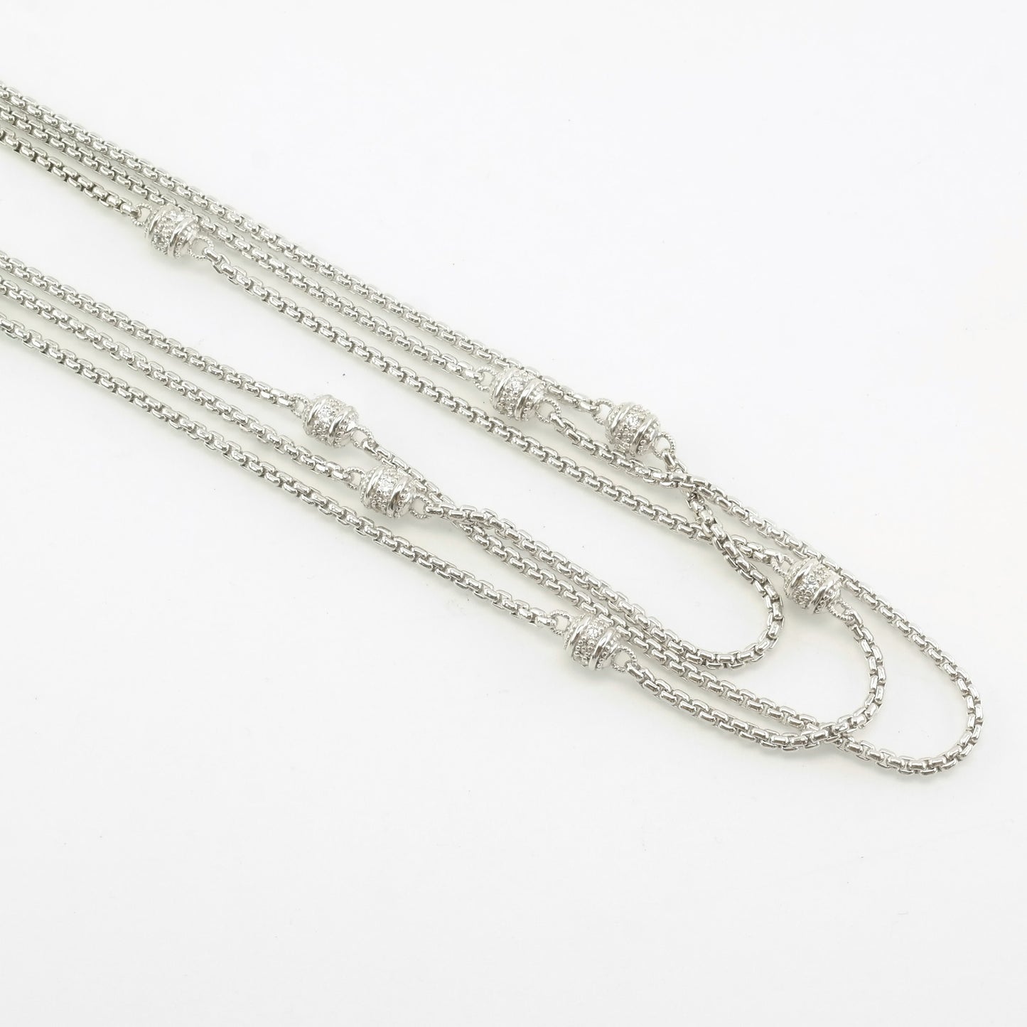 Judith Ripka Sterling Silver CZ Triple Strand Necklace