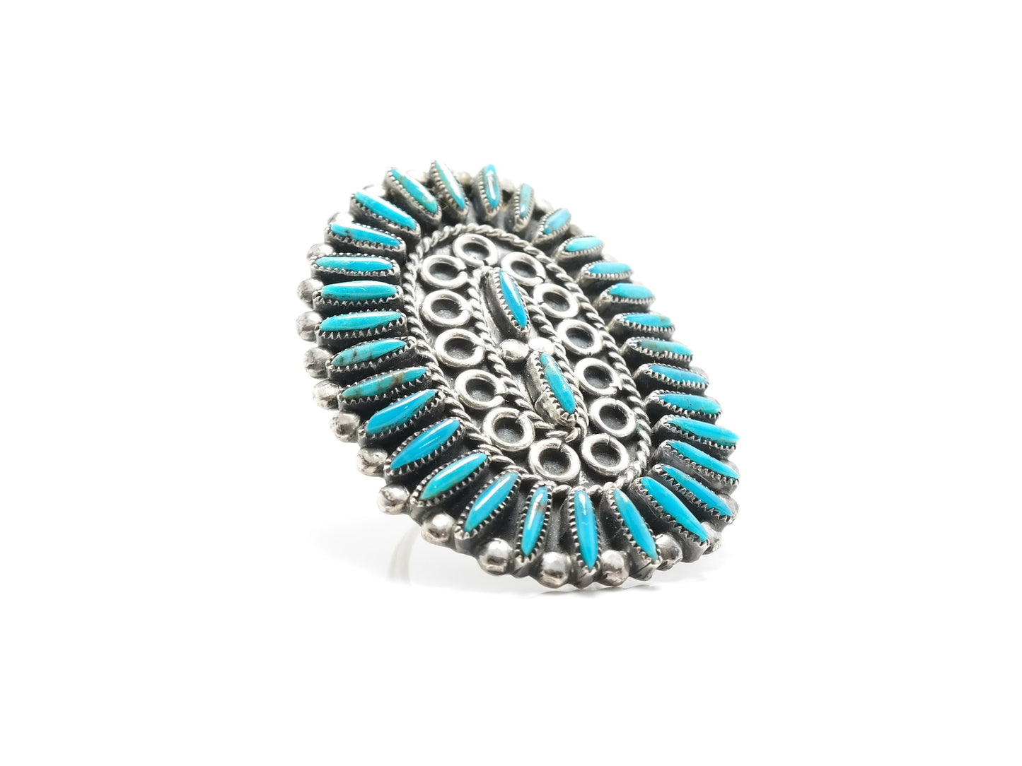 Zuni NeedlPoint Turquoise Ring Sterling Silver