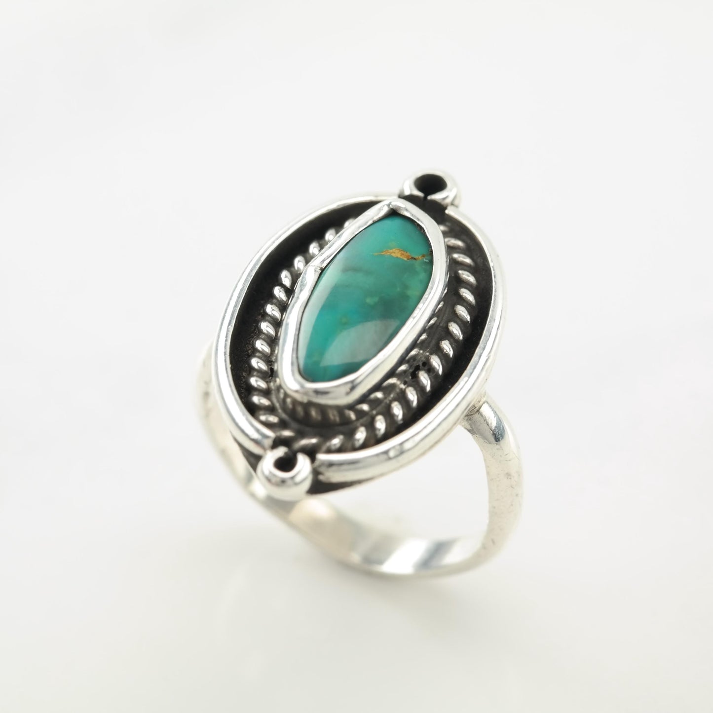 Vintage Native American Silver Ring Turquoise Sterling Green Size 7