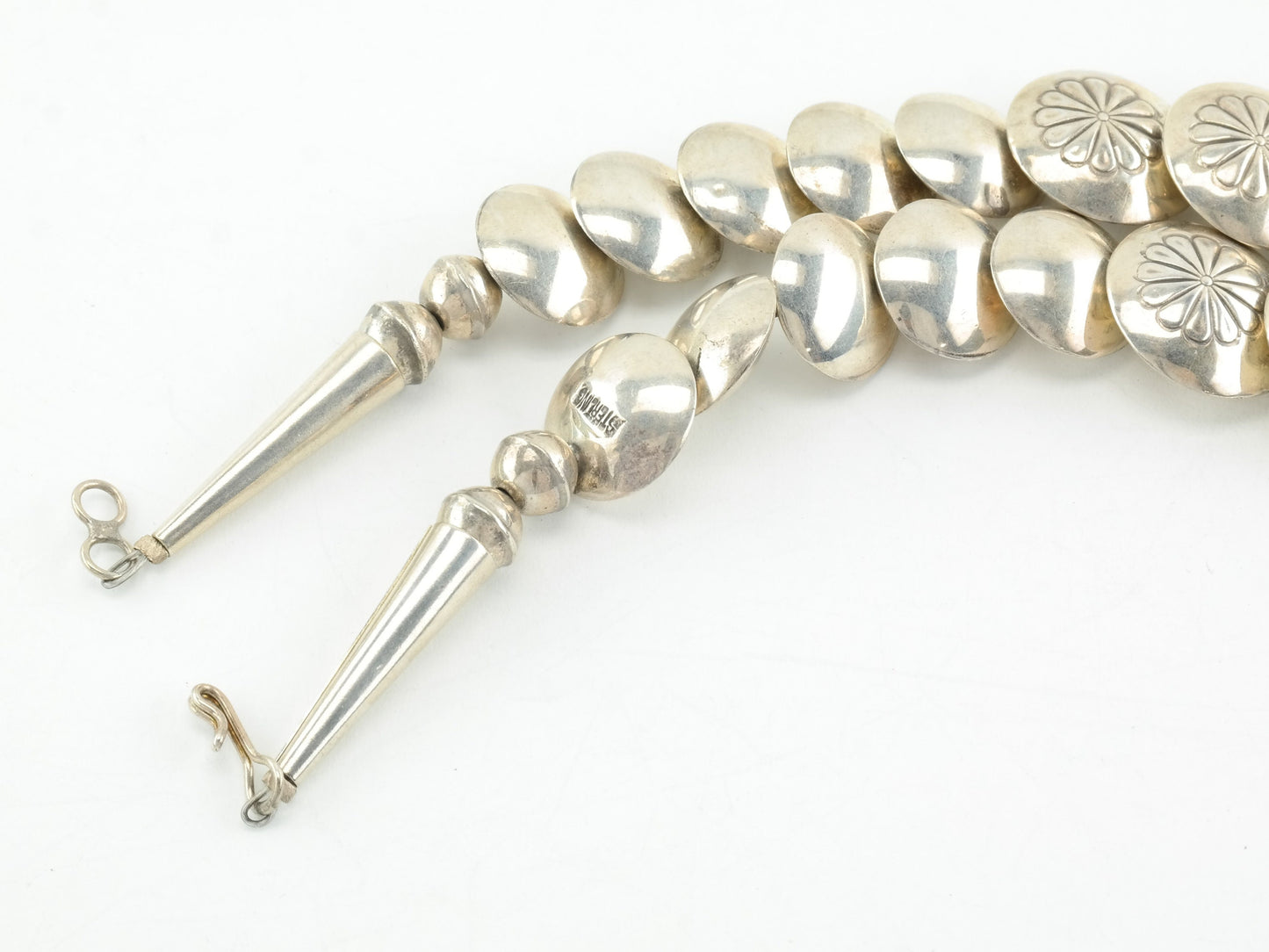 Native American Sterling Silver, Blue Turquoise, Reversible, Disc Bead Necklace