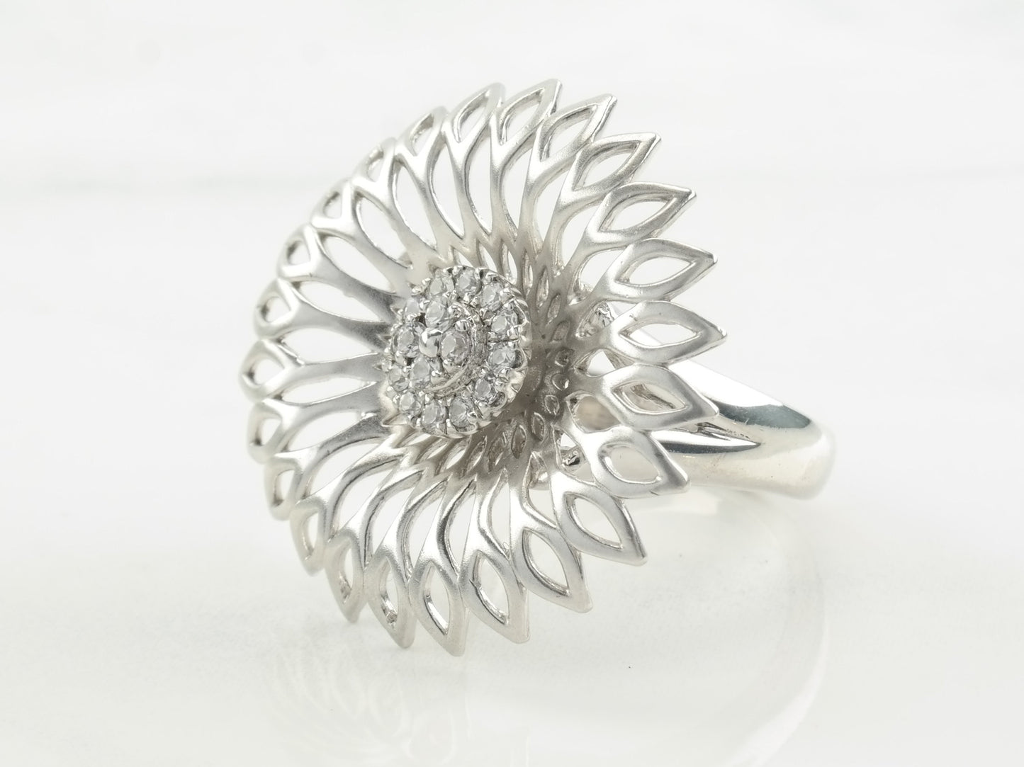 Vintage Gabriel & Co. Silver Ring White Topaz Flower Sterling Size 7