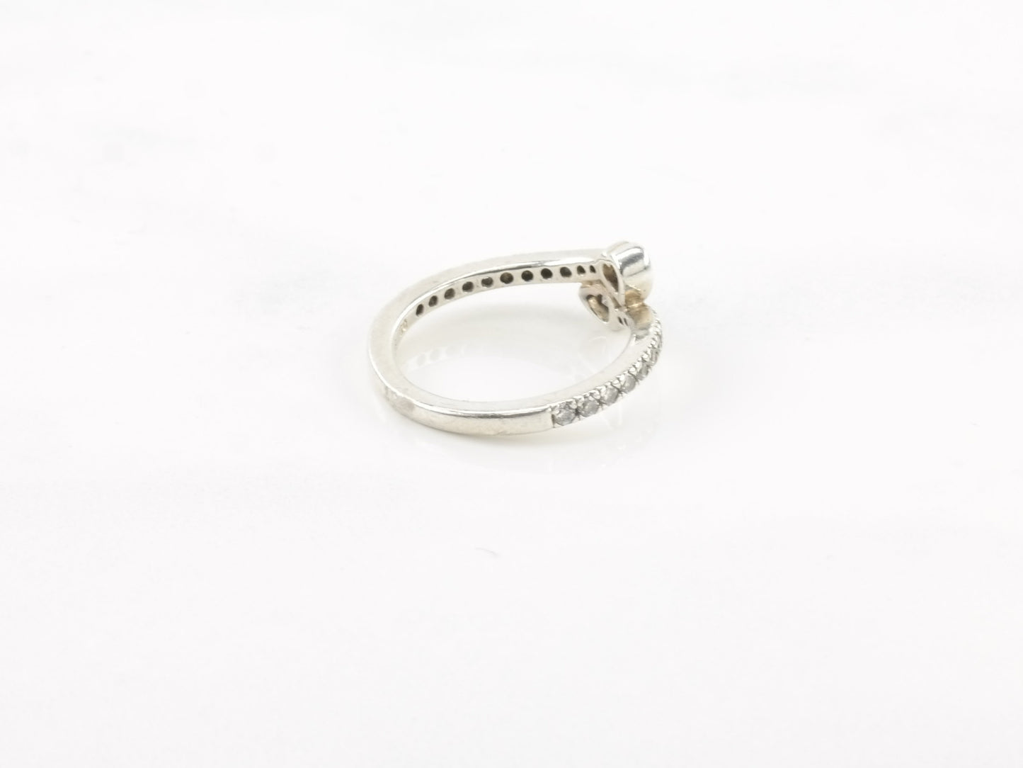 Pandora Sterling Silver Ring CZ White Diamond Heart Sz5 1/4 R3491
