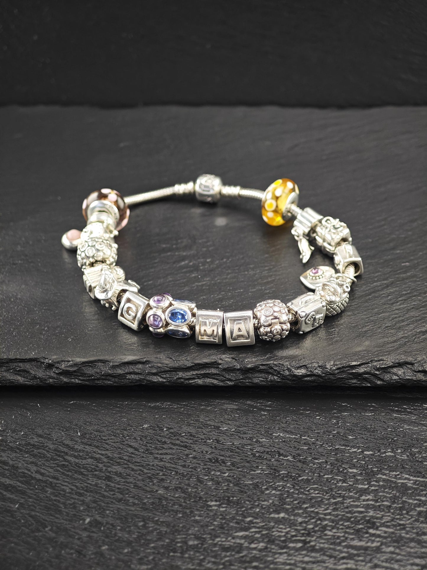 Vintage 19 Pandora Charm Bracelet Sterling Silver