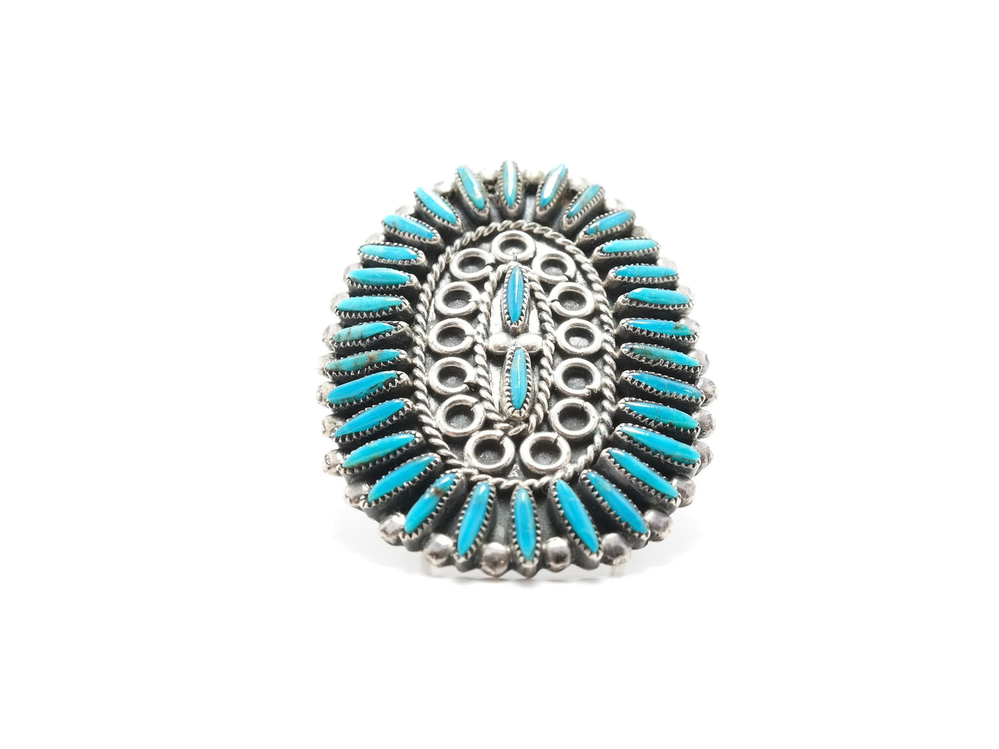 Zuni NeedlPoint Turquoise Ring Sterling Silver