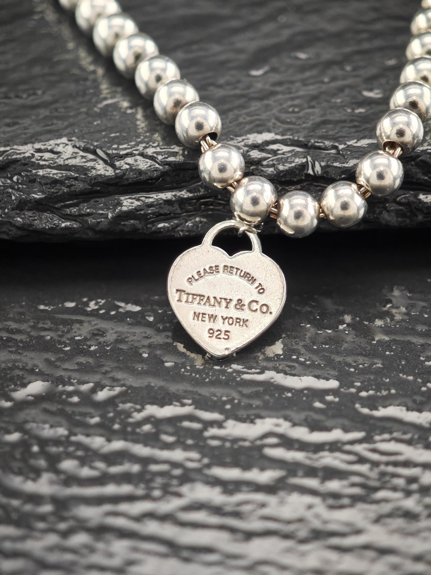 Vintage Tiffany & Co. Teal Heart Charm Bracelet Sterling Silver