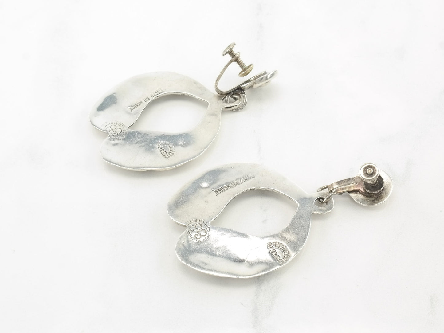 Sterling Silver Repousse Earrings Screw back/Dangle