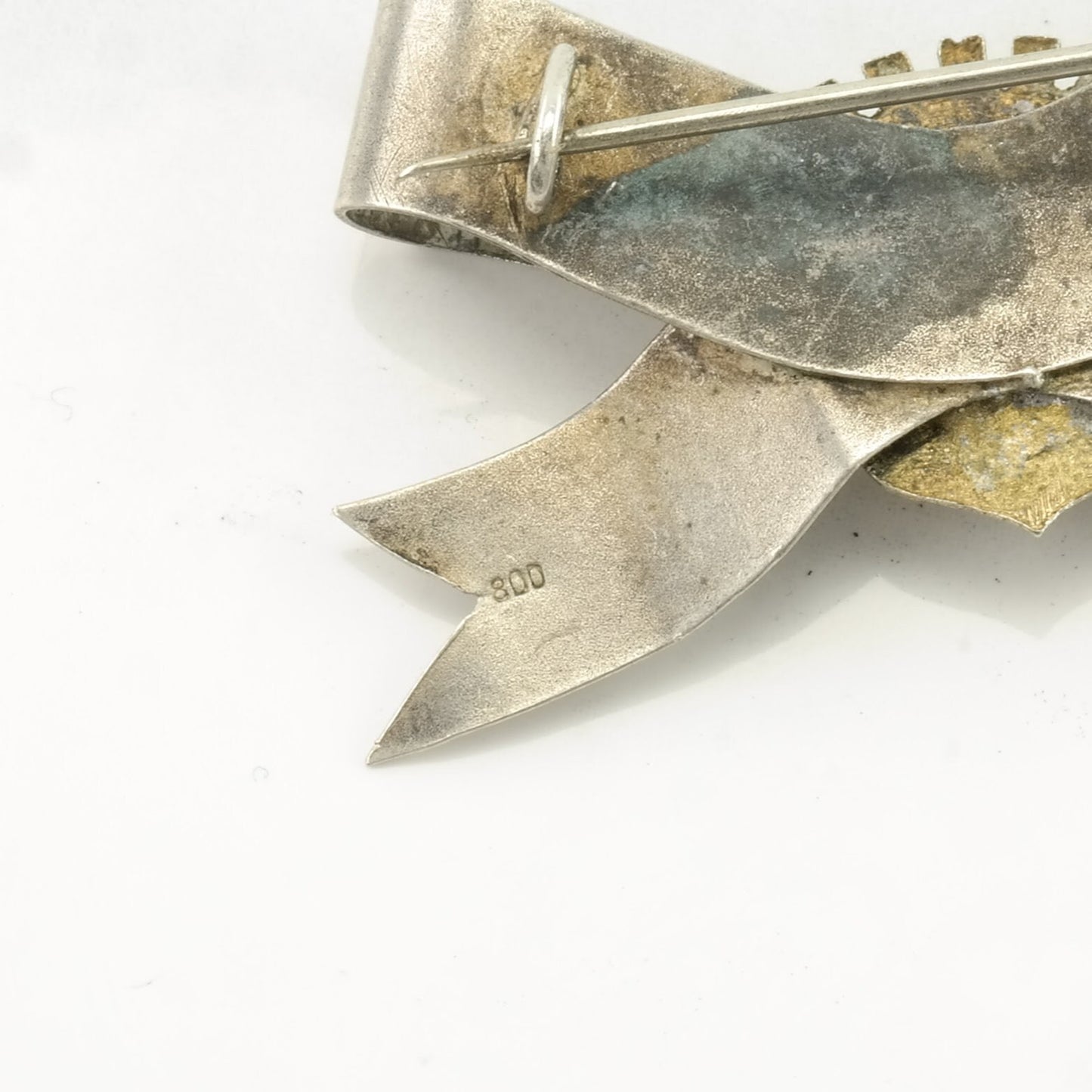 Victorian Sterling Silver Brooch 1886-1911, War Medal/Bow, Krieg Bund Bow, Crest B1882