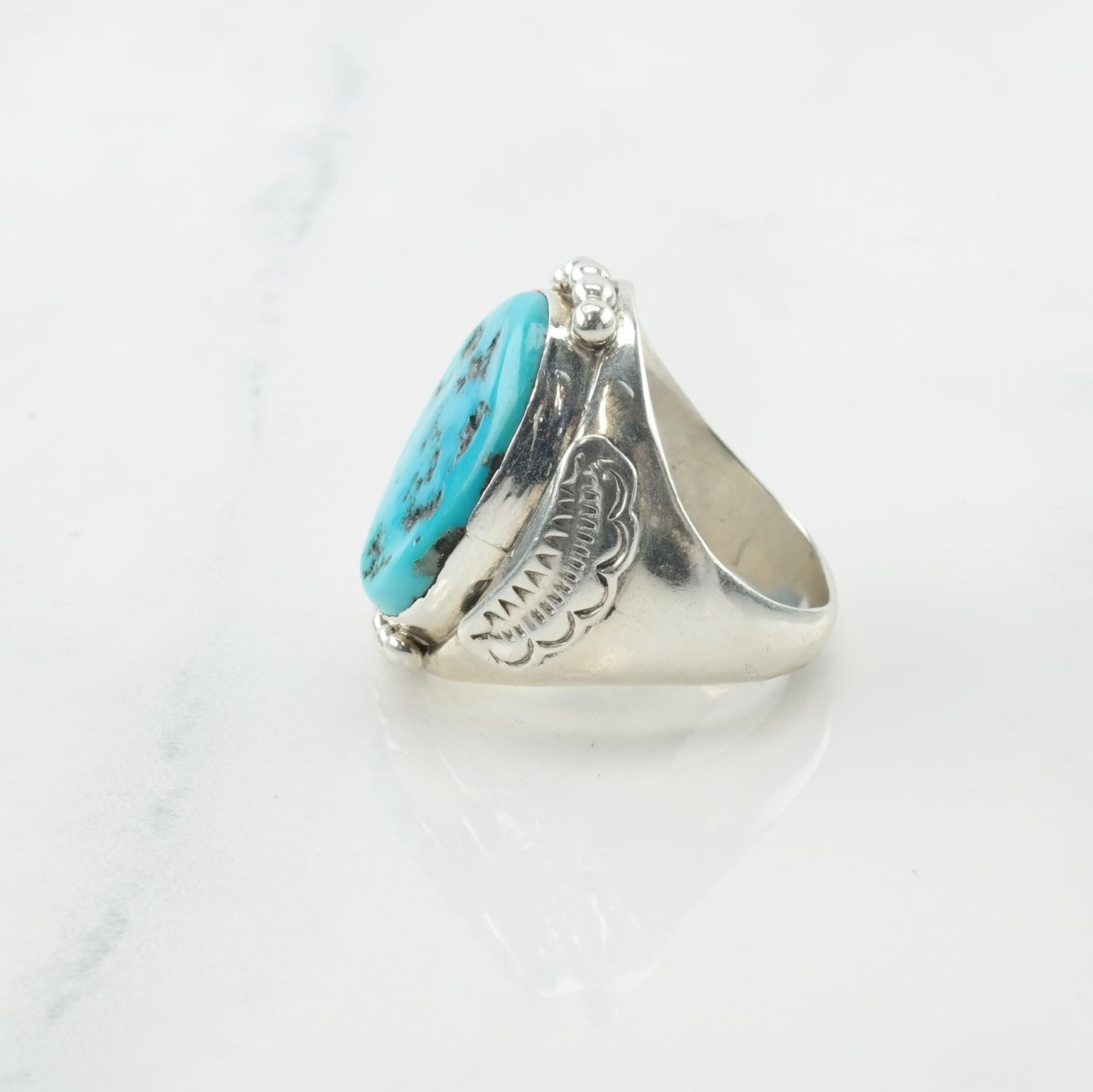 Native American Silver Ring Sleeping Beauty, Turquoise Large Sterling Blue Size 10 3/4