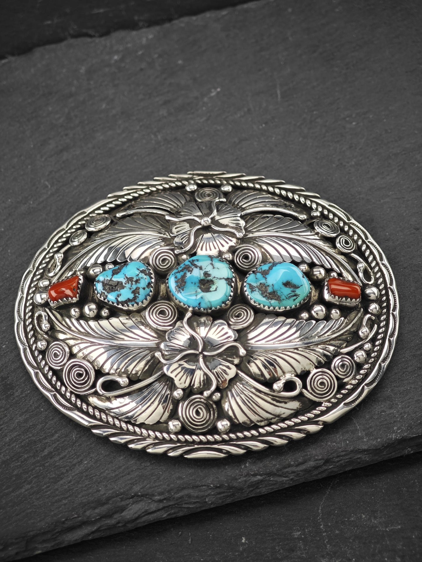Vintage Native American Belt Buckle Sterling Silver