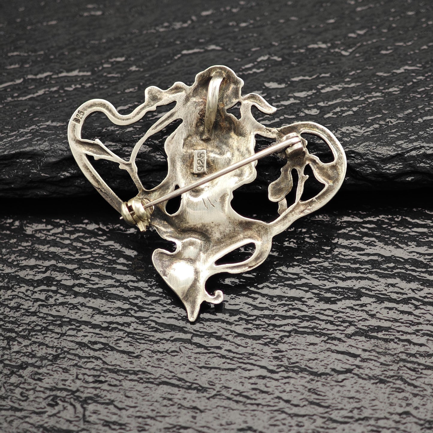 Vintage Art Nouveau Style Women Pendant/Brooch Sterling Silver