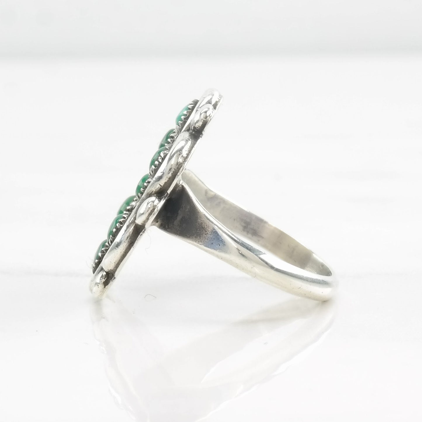 Vintage Native American Silver Ring Turquoise Snake Eye Sterling Size 6 1/4