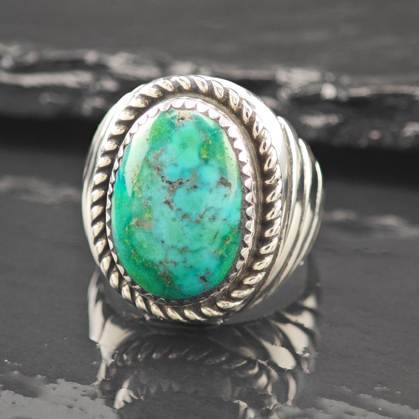 Large Turquoise Ring Sterling Silver Native American
