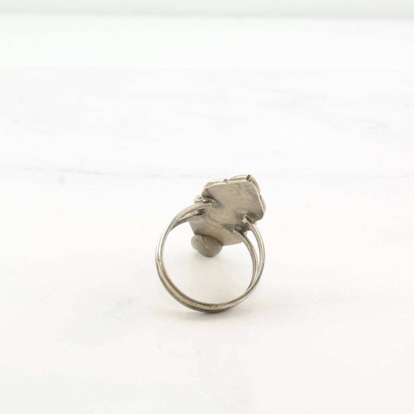 Vintage Native American Silver Ring Turquoise Cluster Zuni Sterling Size 7