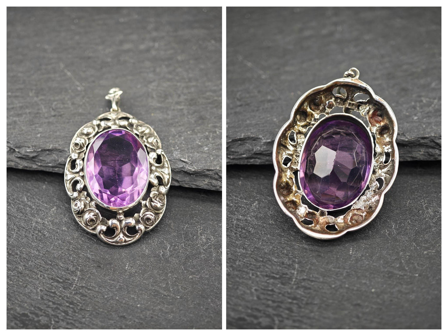 Choice of Vintage Purple Gemstone Pendants Sterling Silver
