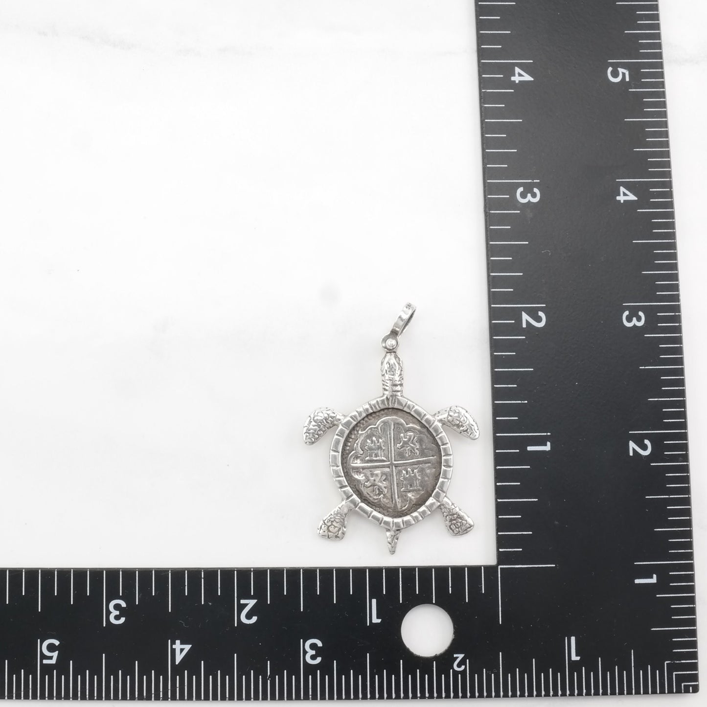 Vintage Turtle Crest, Coin Sterling Silver Pendant