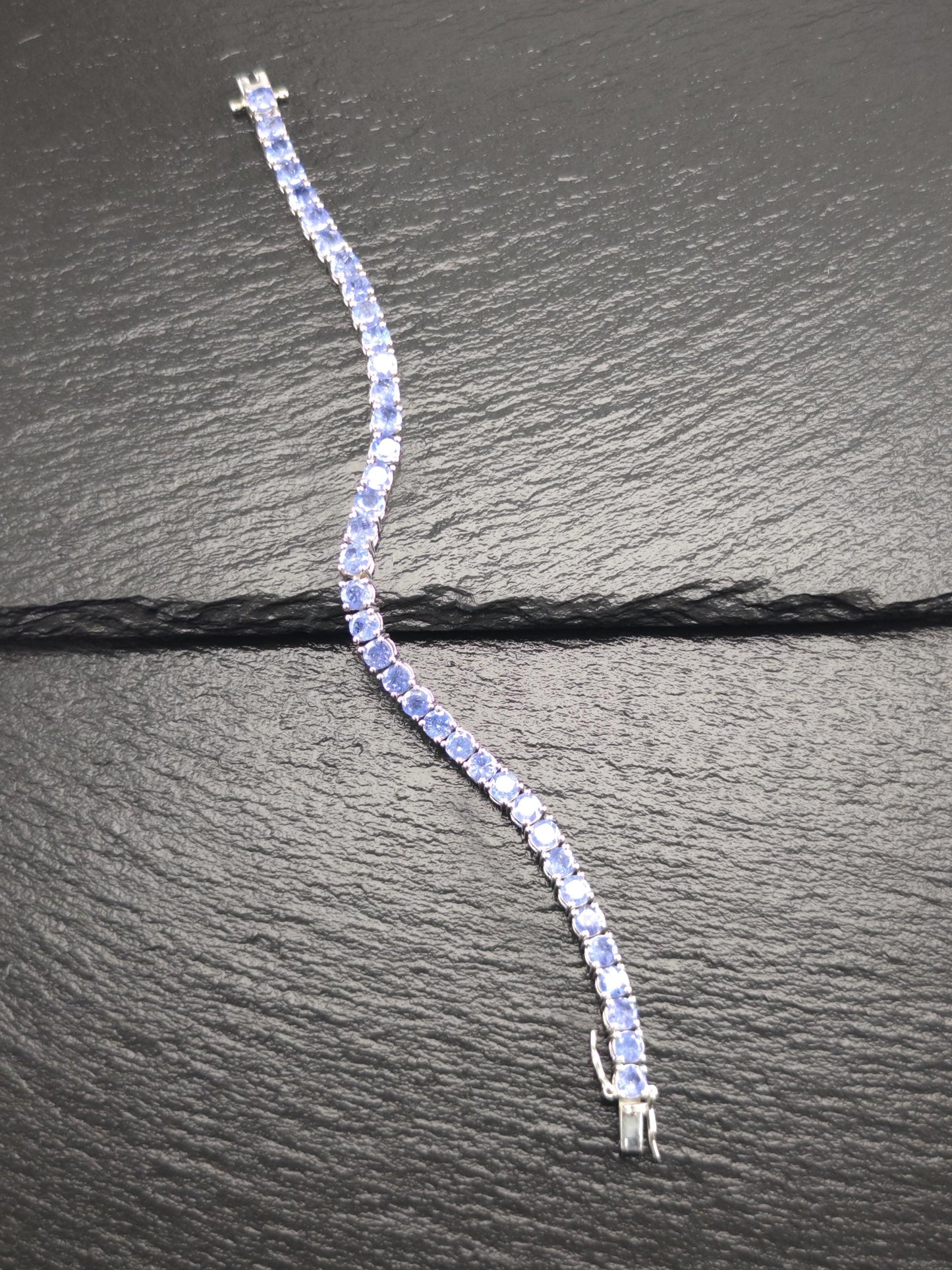 Vintage Included 14ctw Tanzanite Line Bracelet Sterling Silver