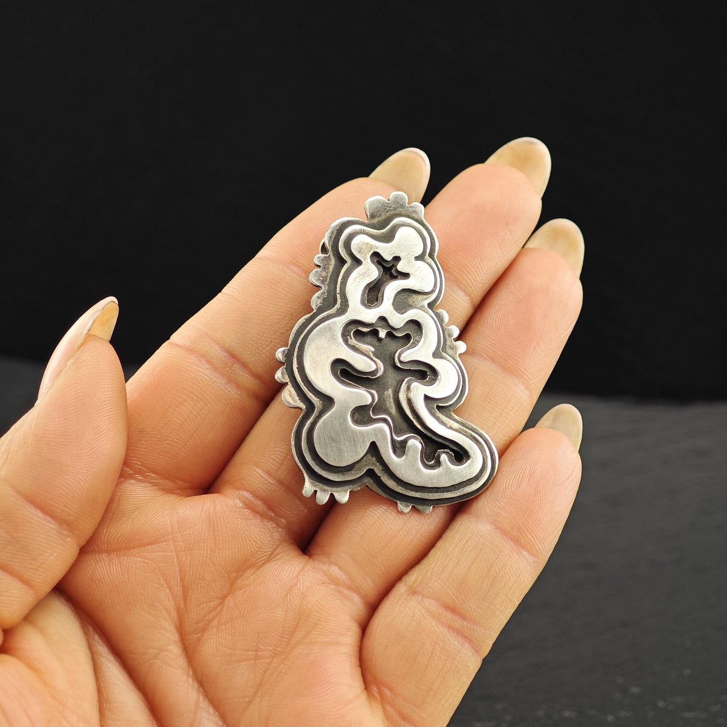 Vintage Land of Enchantment, Diane Pearl Overlay Pendant Sterling Silver