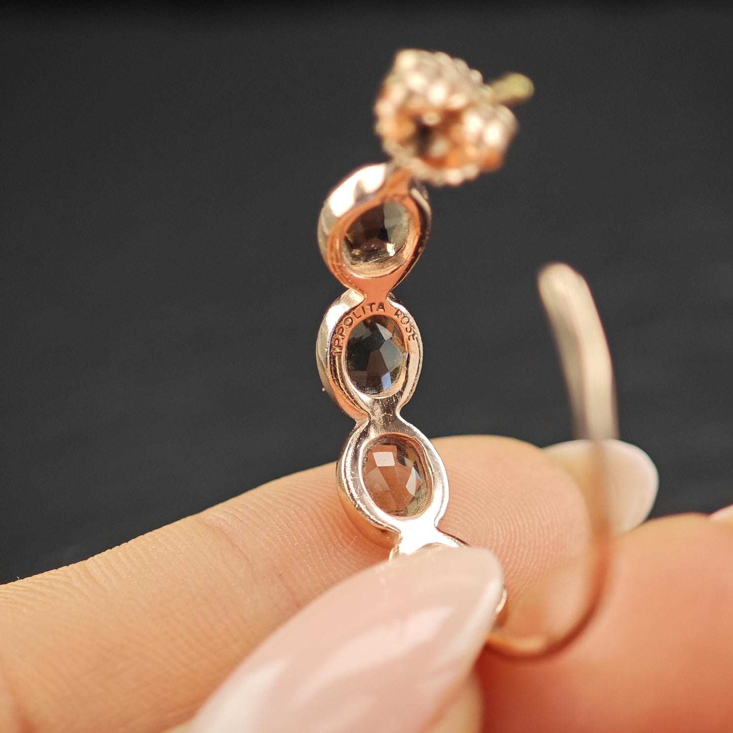 Ippolita Rose Gold, Brown Quartz Rock Candy Hoop Earrings Sterling Silver