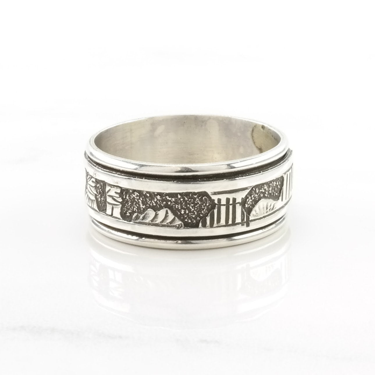 Vintage Sterling Silver Ring Western Band Size 12 1/4