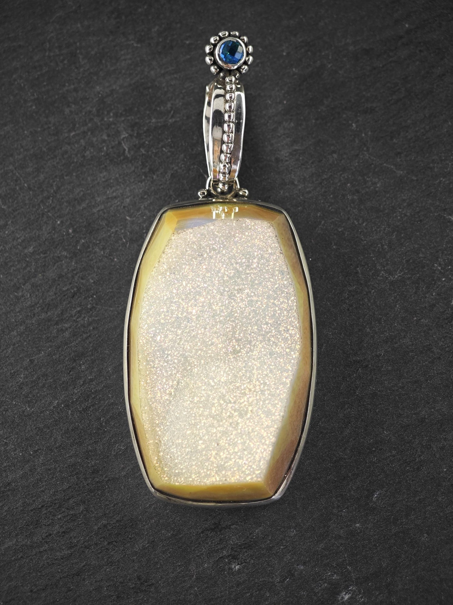 3" Colleen Lopez Quartz Druzy Sterling Silver Pendant
