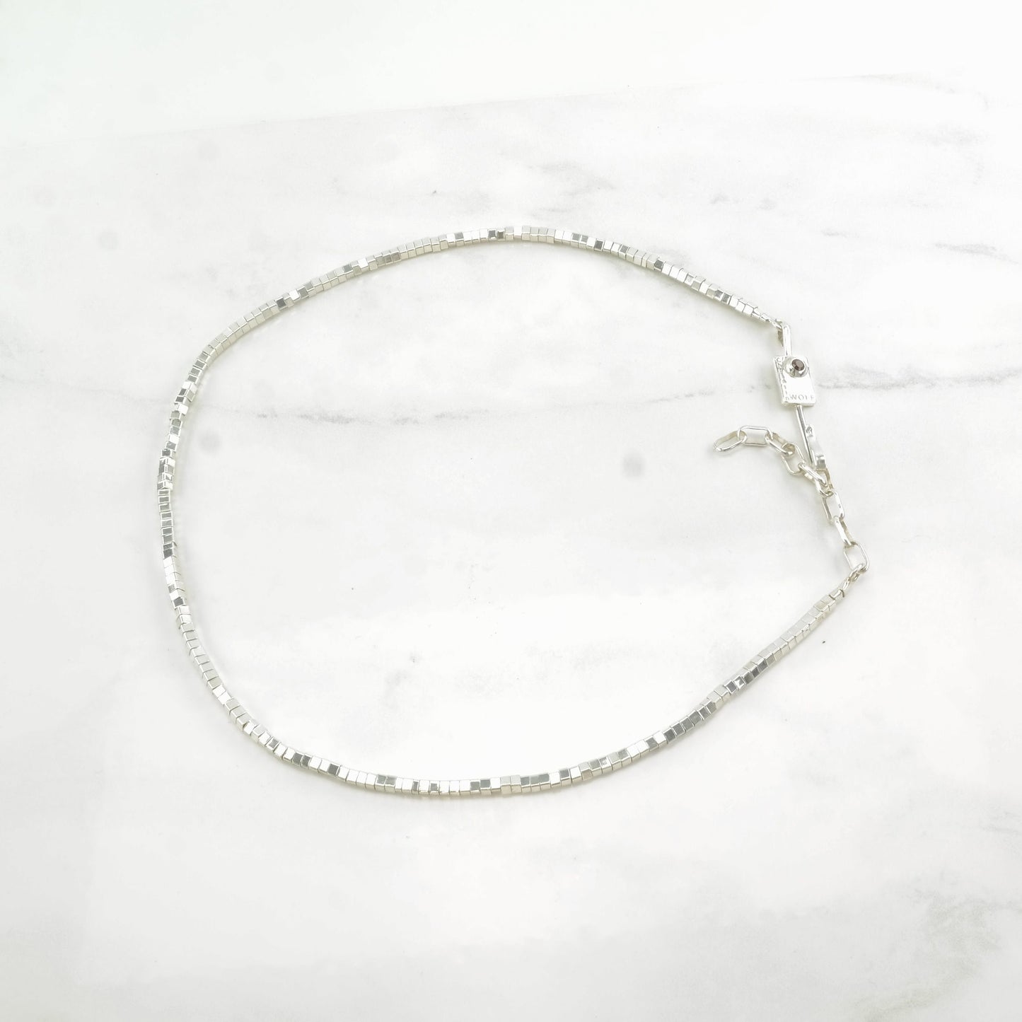 Vintage Christin Wolf Sterling Silver Garnet Cubic, Beads Necklace