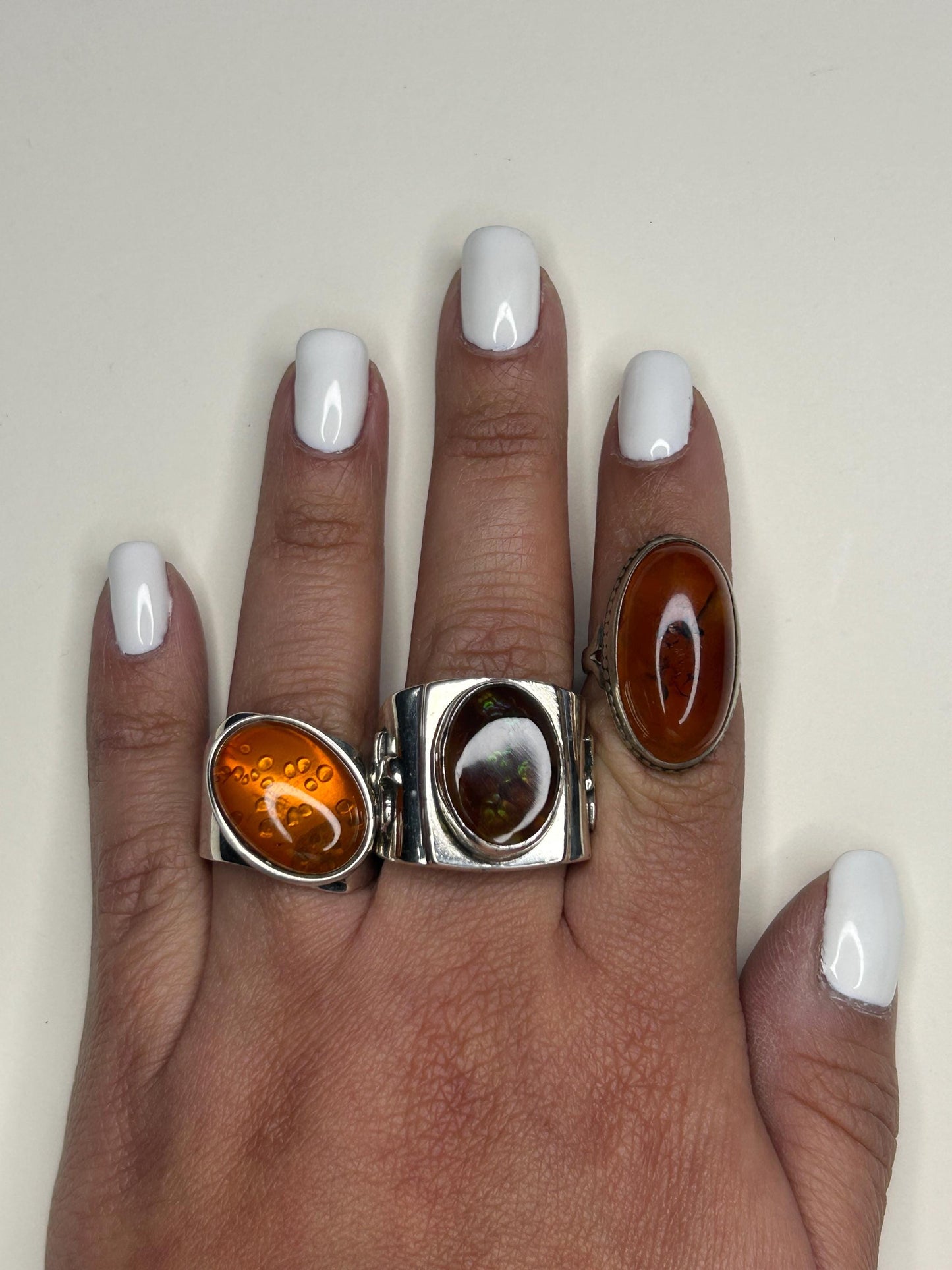 Large Fire Agate Silver Ring Sterling Size 10