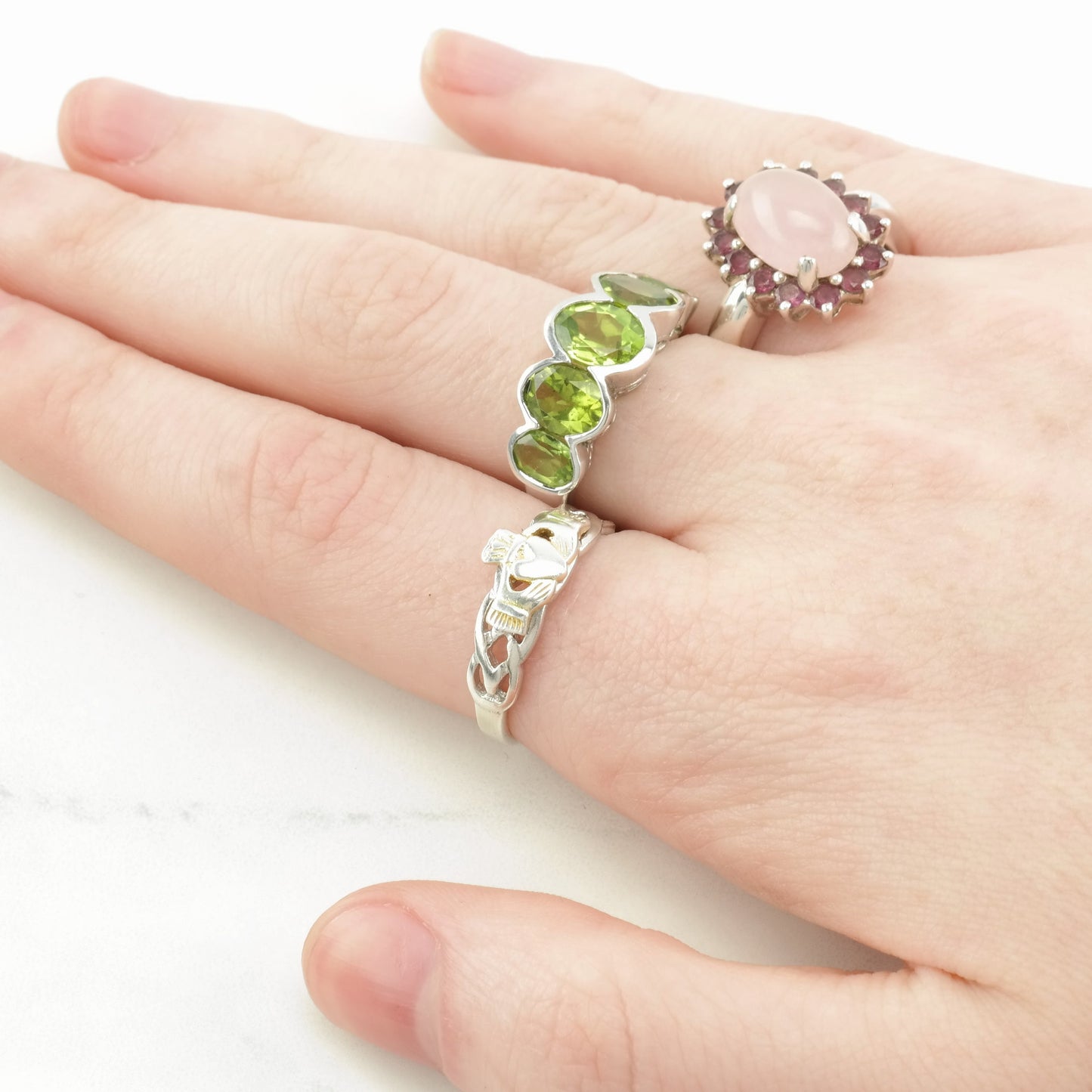 Vintage Sterling Silver Ring Claddagh Woven Band Size 6 1/2