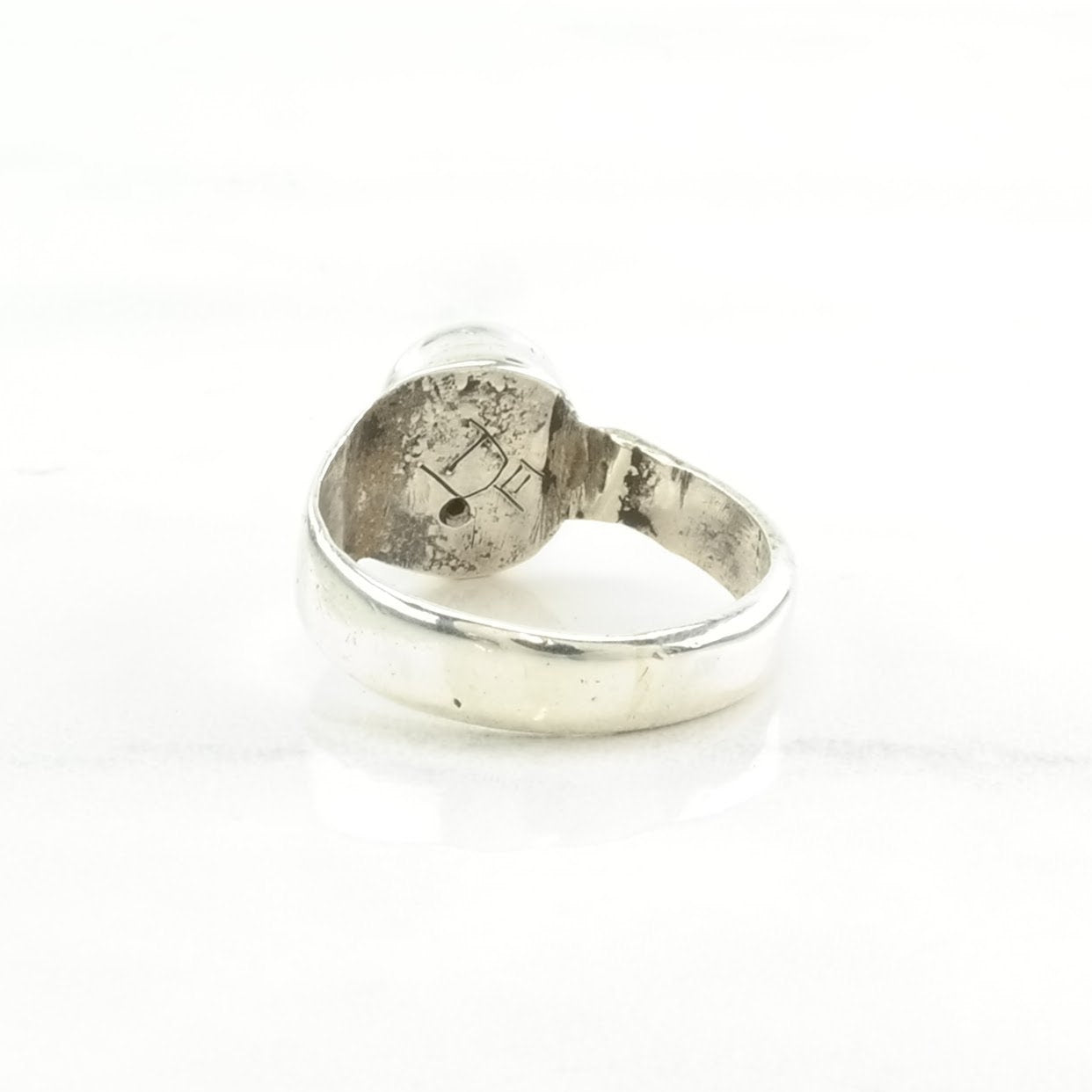 Vintage Sterling Silver Ring Dendric Agate Modernist Size 6 1/4