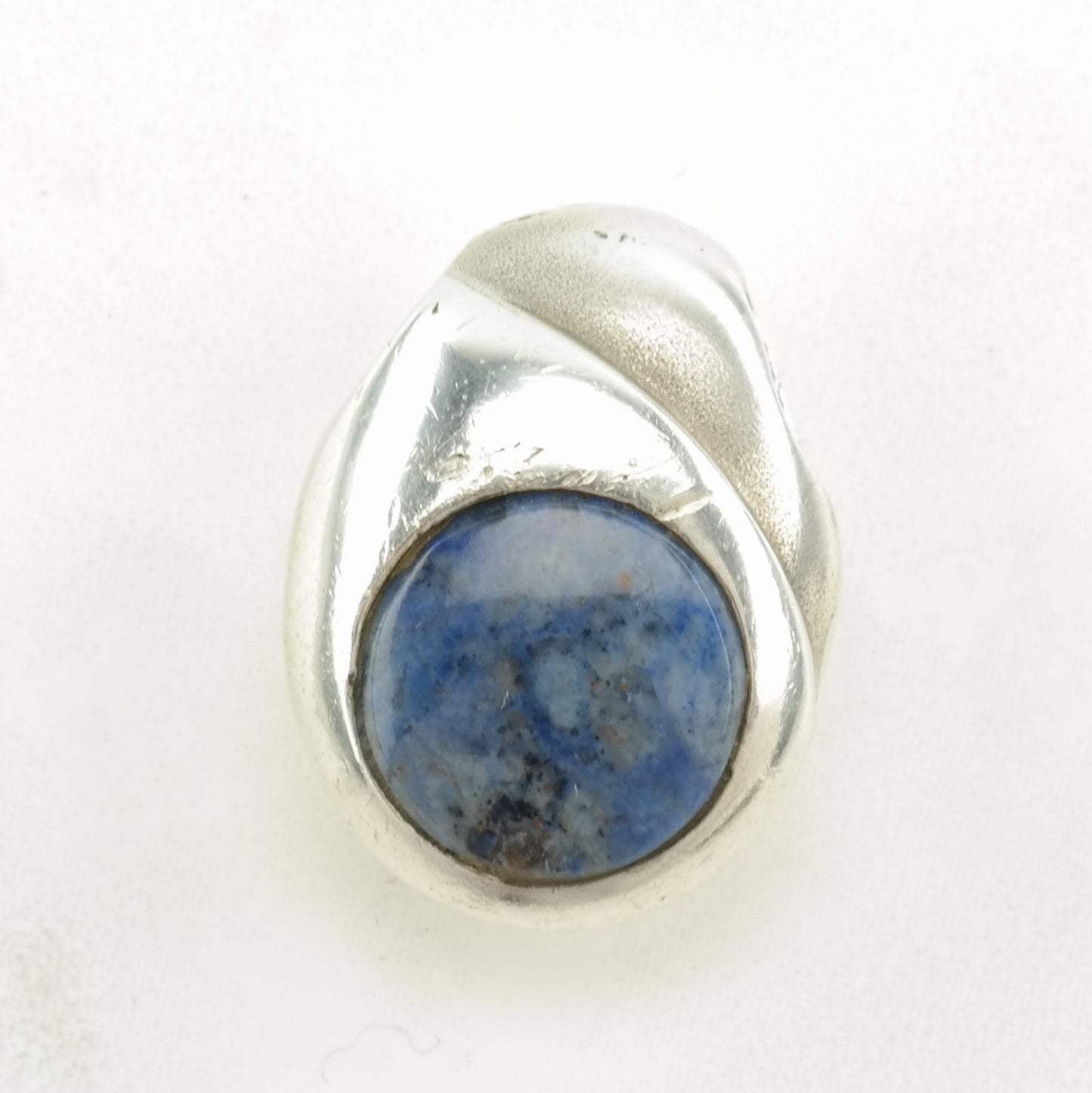Vintage Sodalite Modernist, Round Sterling Silver Pendant